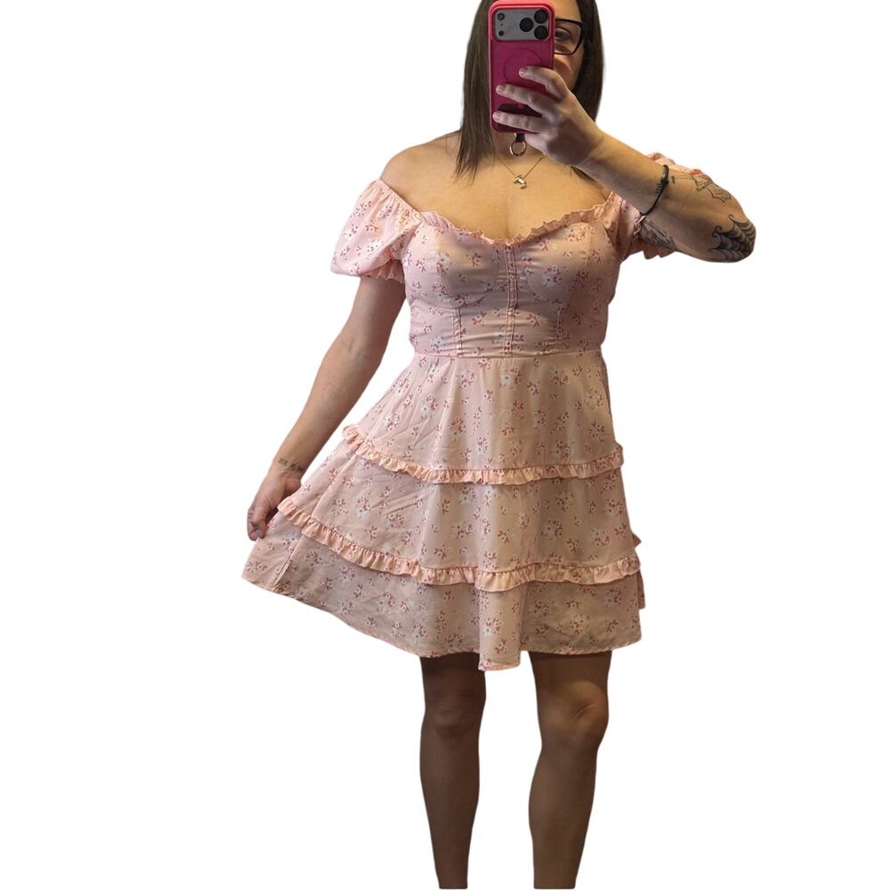 ARDEN B Women's Dress Size medium Pink Floral Ruffles